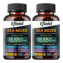 Sea Moss and Black Seed Oil capsule bottle with Ashwagandha and Turmeric