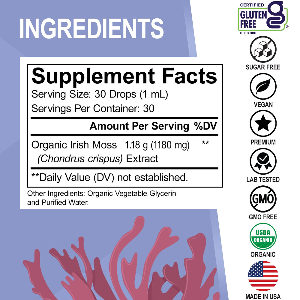 Sea moss drops supporting immune, skin and gut health