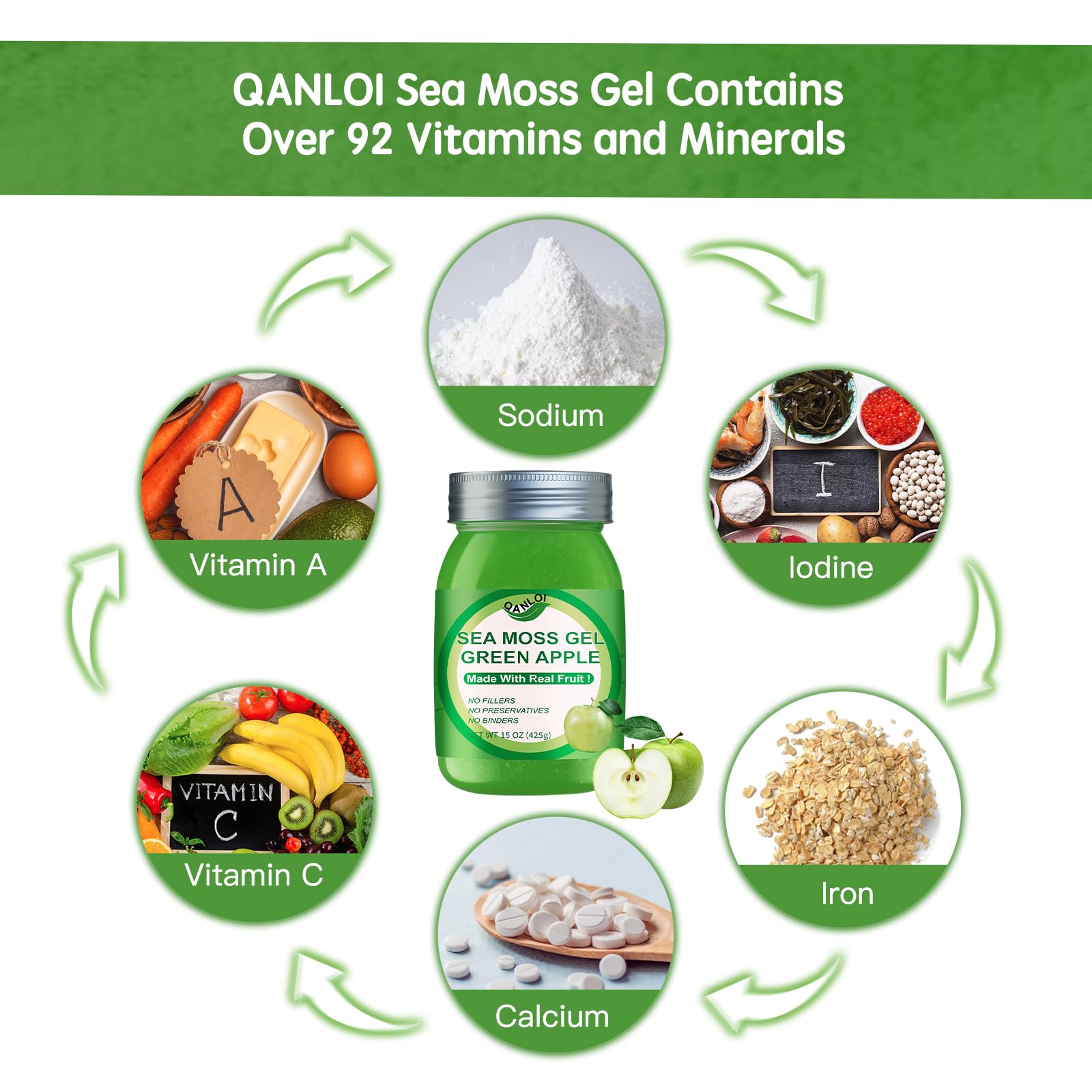 Product packaging and label for Sea Moss Gel 15 oz