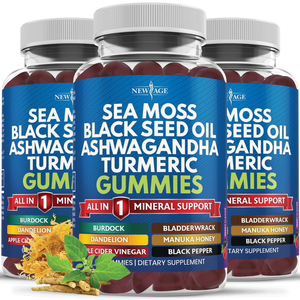 Bottle of Sea Moss Gummies 180 count vegan 10-in-1 supplement