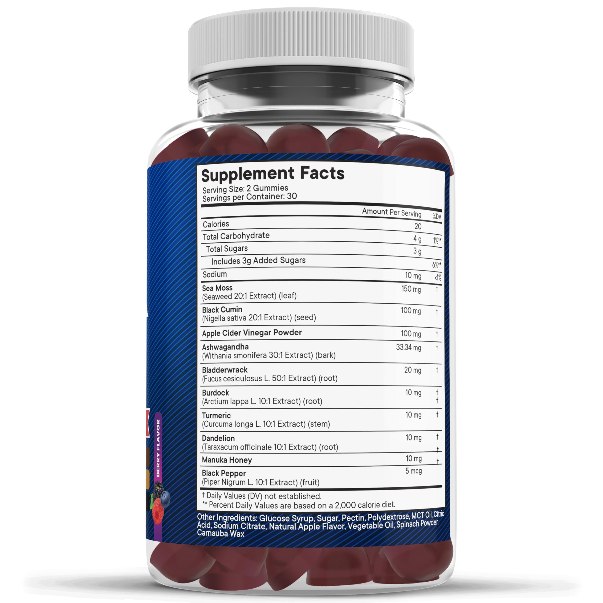 Sea Moss Gummies 60 Count packaging and label