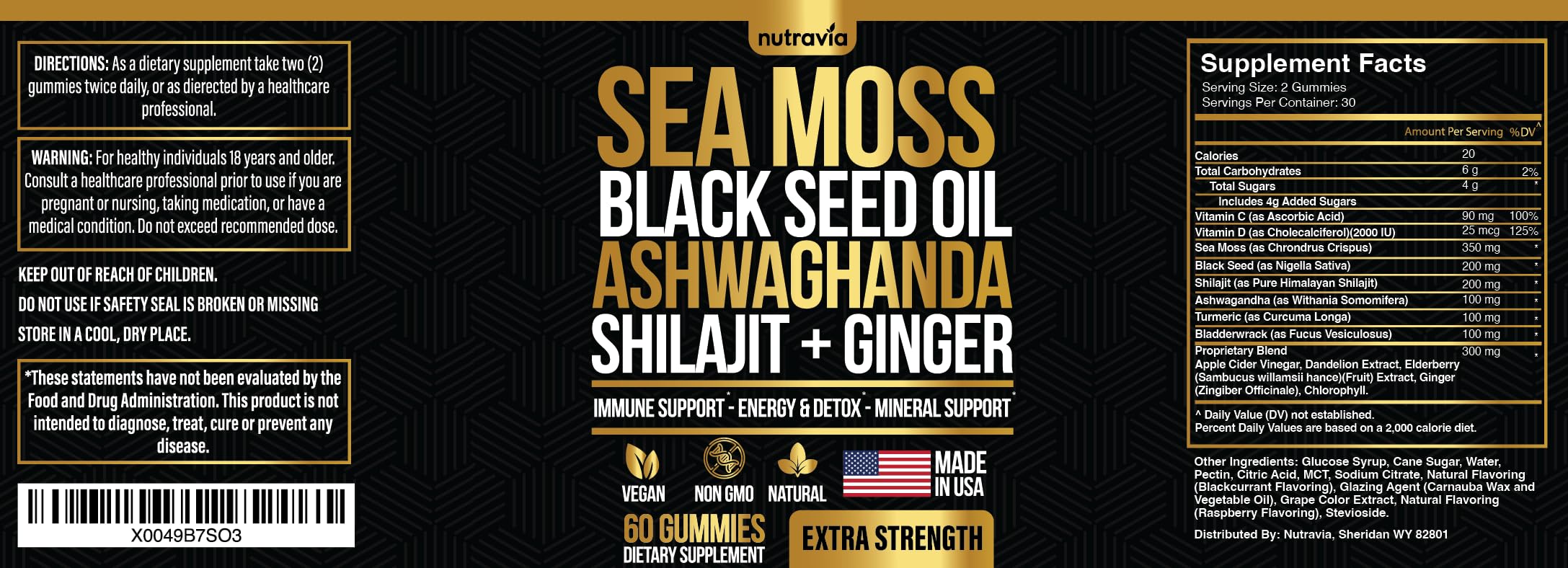 Gummies with turmeric, ginger and black seed oil visuals