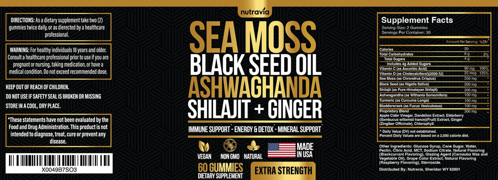Gummies with turmeric, ginger and black seed oil visuals