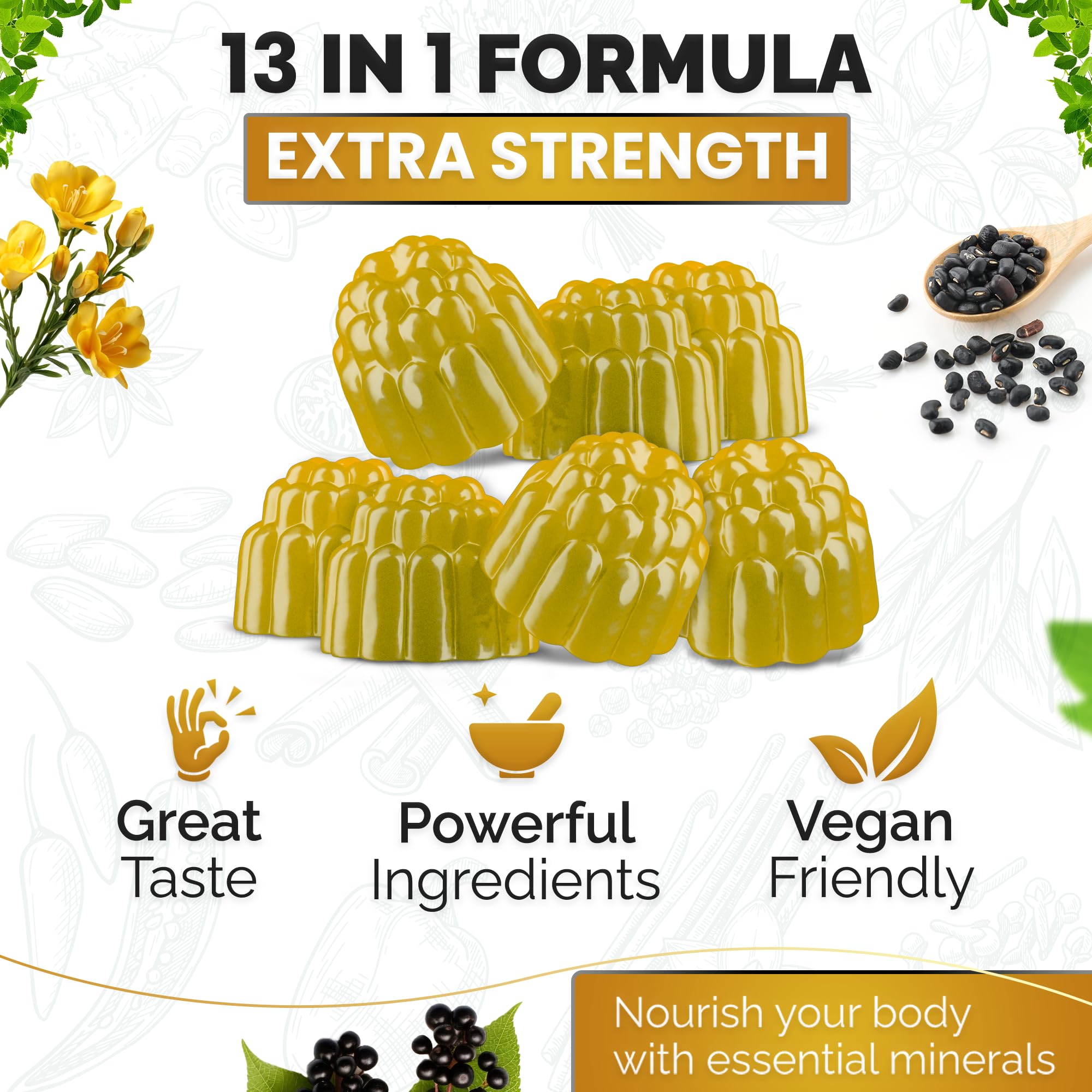All-in-one bundle imagery showing 60 gummies