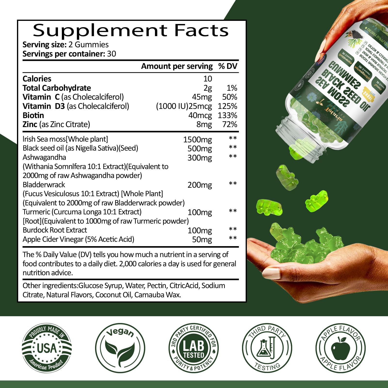 Close-up of black seed oil ingredient used in gummies