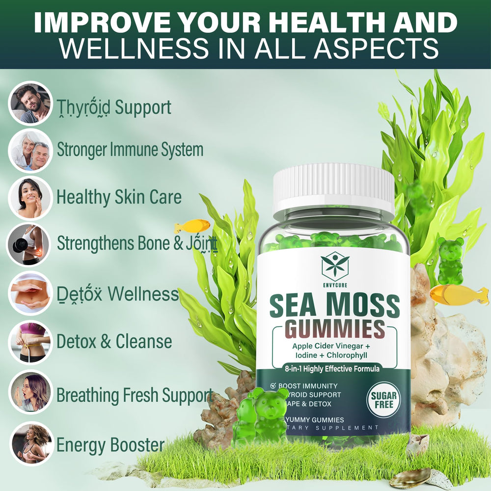 Nutritional ingredients and vitamins on Sea Moss Gummies packaging