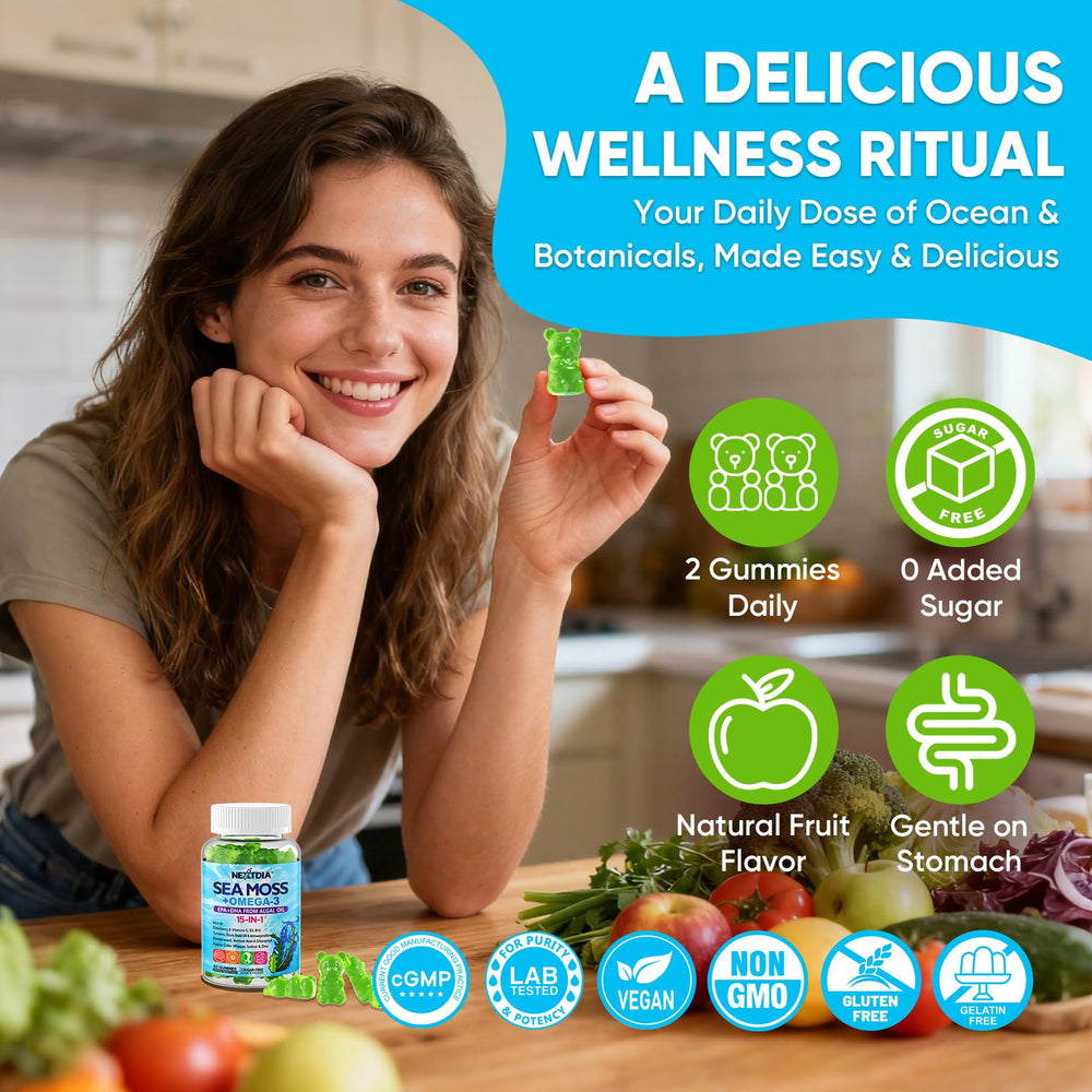 Sugar-free vegan sea moss gummies packaging