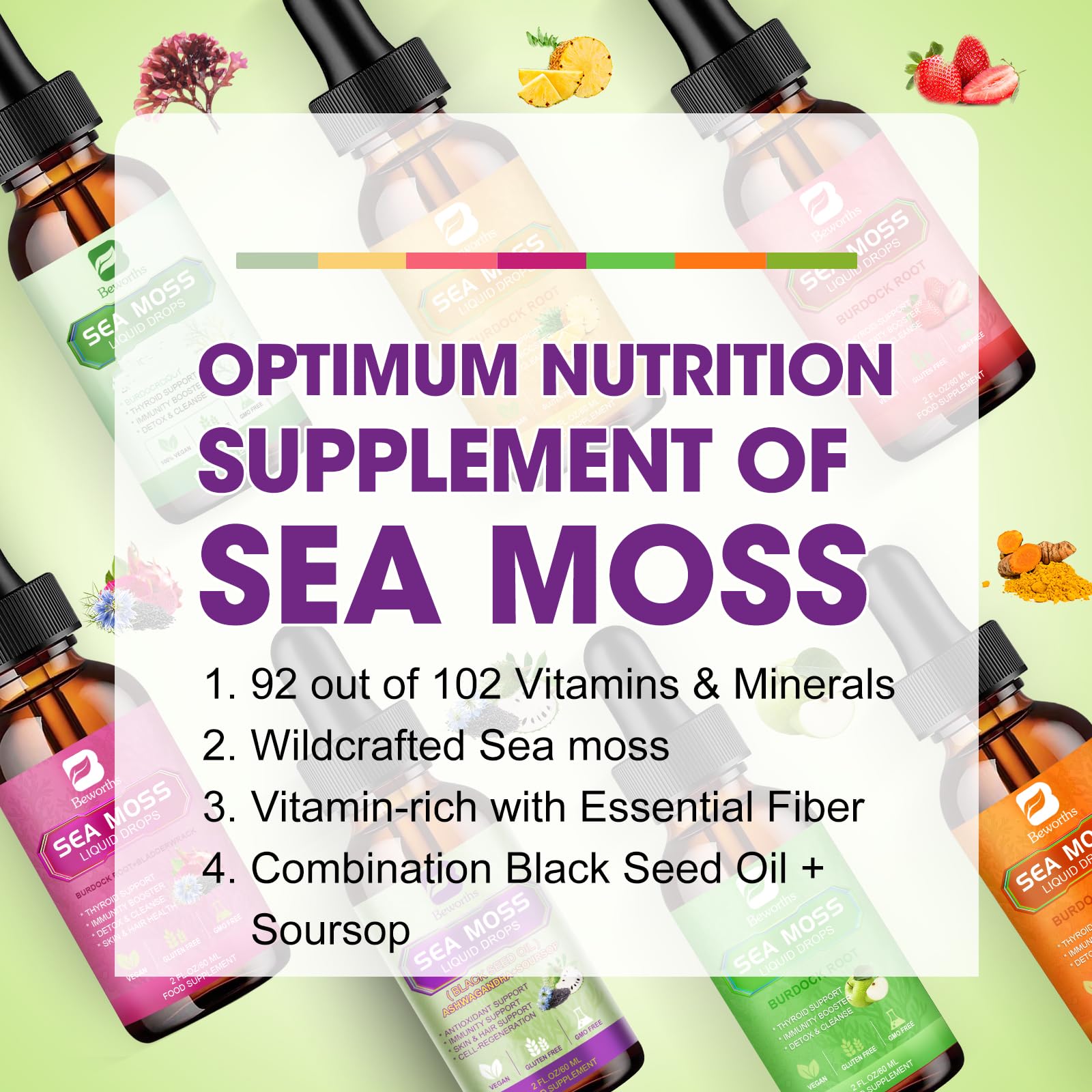 Dropper dispensing sea moss liquid drops