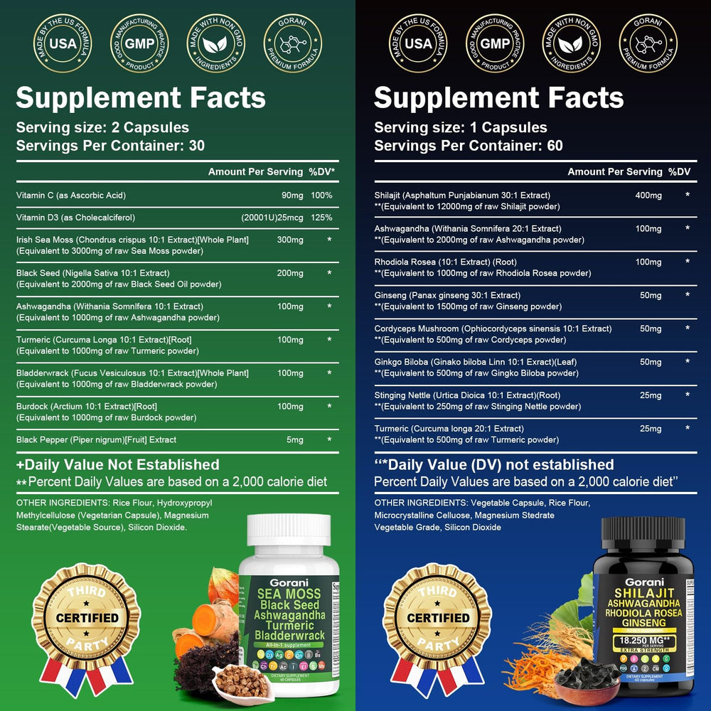 Sea Moss and Shilajit Bundle back label