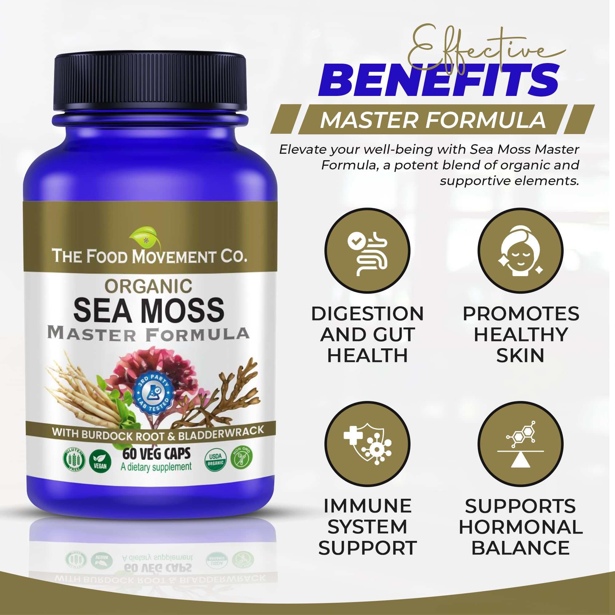 Sea moss capsules for healthy skin and vitality
