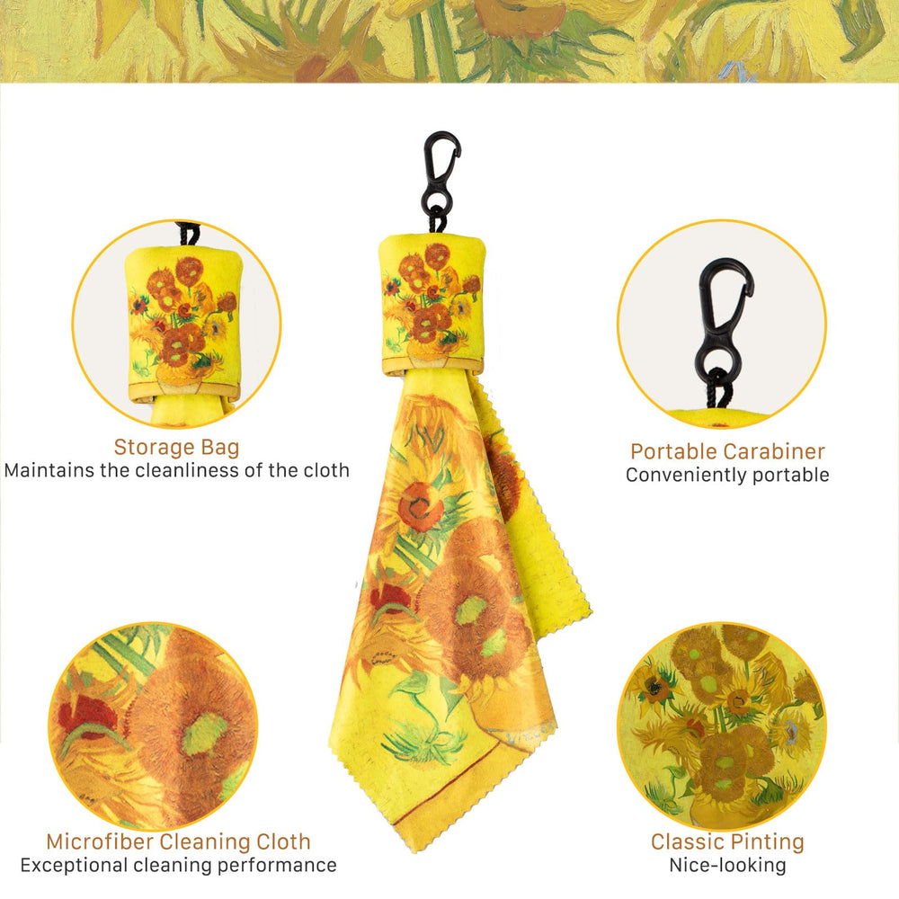 Cloth showing double-sided art print featuring world-renowned paintings