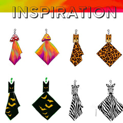 Zebra-pattern microfiber glasses cloth with psychedelic mushrooms design
