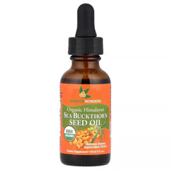 SeabuckWonders Sea Buckthorn Seed Oil bottle labeled 1 oz