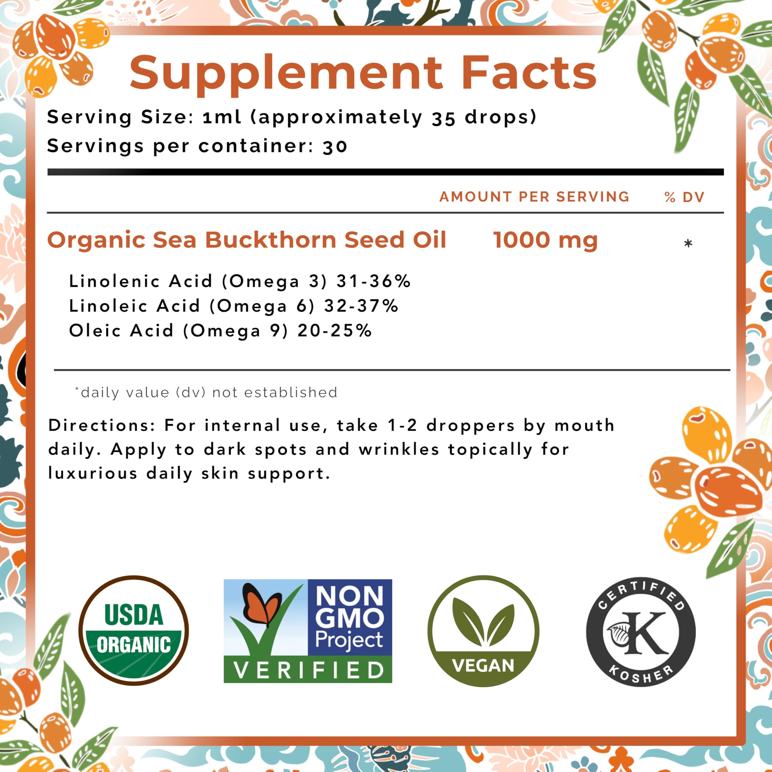 Sea buckthorn seed oil shown for topical use and skincare