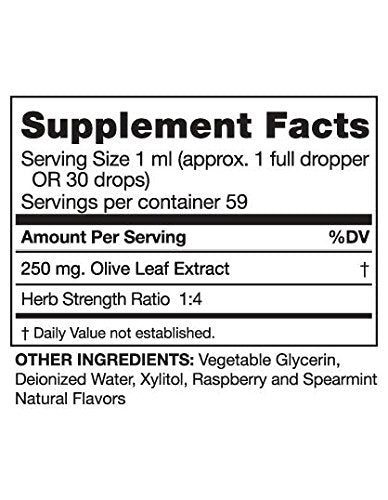 Close-up of dropper measuring 1 ml of olive leaf extract