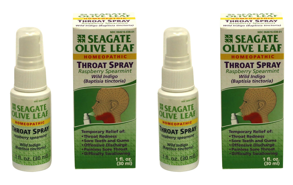 Seagate Olive Leaf Throat Spray 2-Pack Raspberry-Spearmint front view