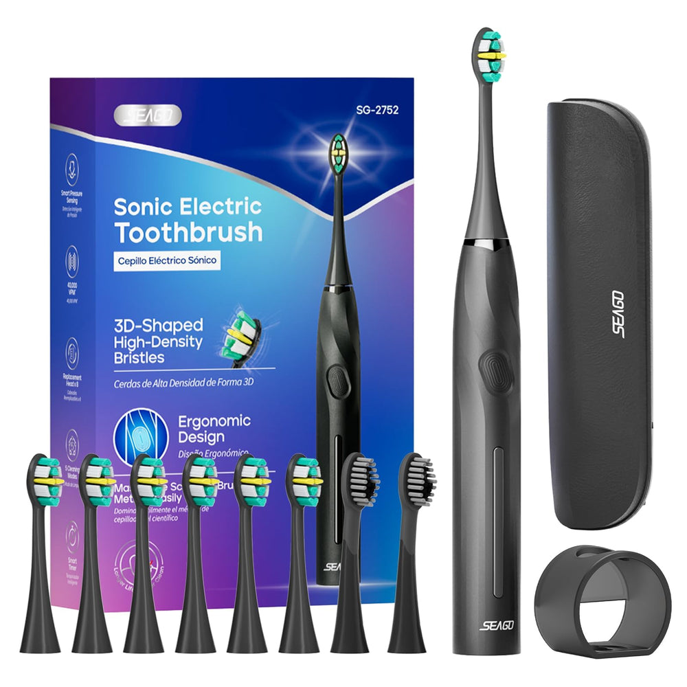 SEAGO 2752 Black electric toothbrush front view
