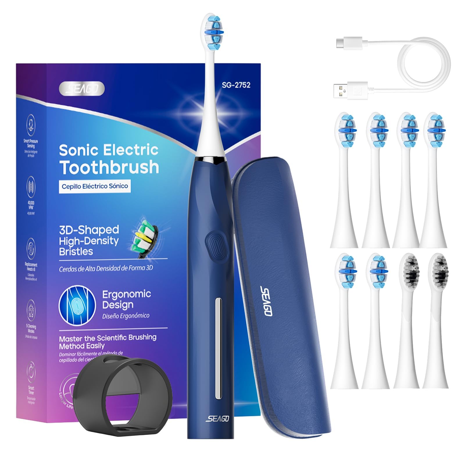 SEAGO 2752Blue toothbrush front view