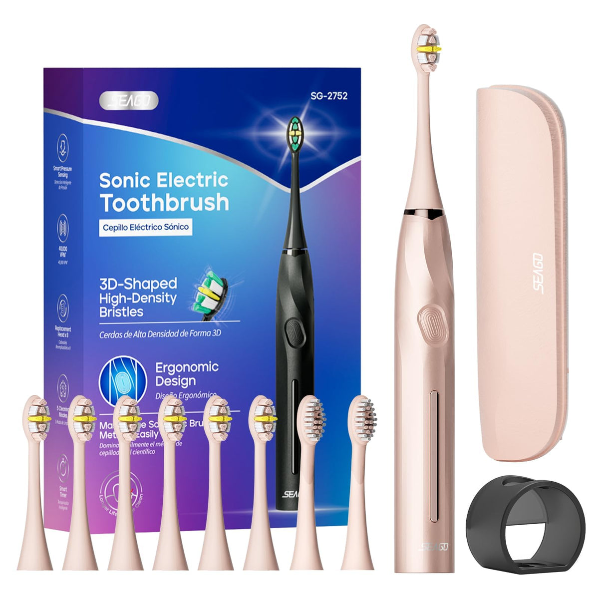 SEAGO 2752 Pink electric toothbrush front view
