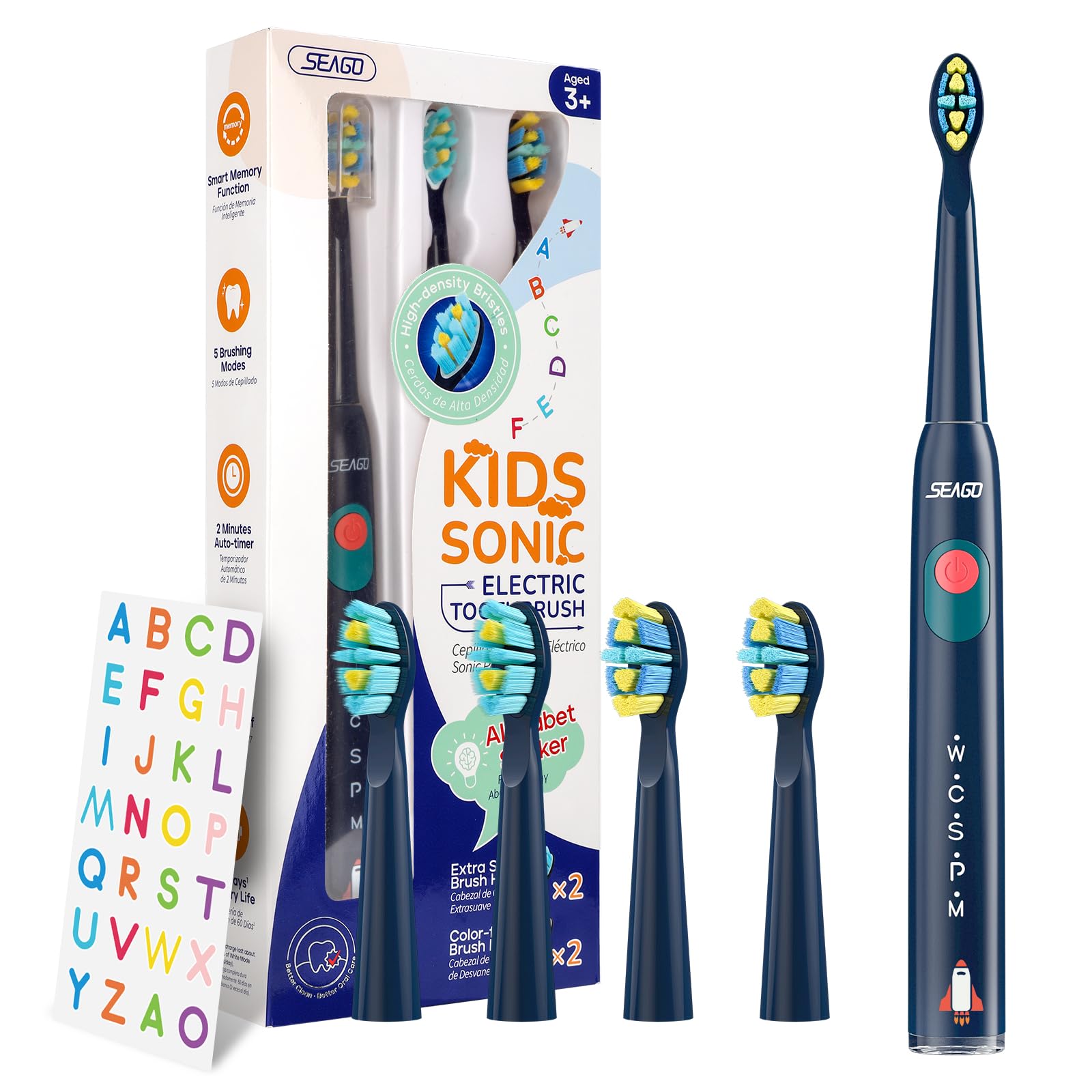 SEAGO Kids Electric Toothbrush Navy front view