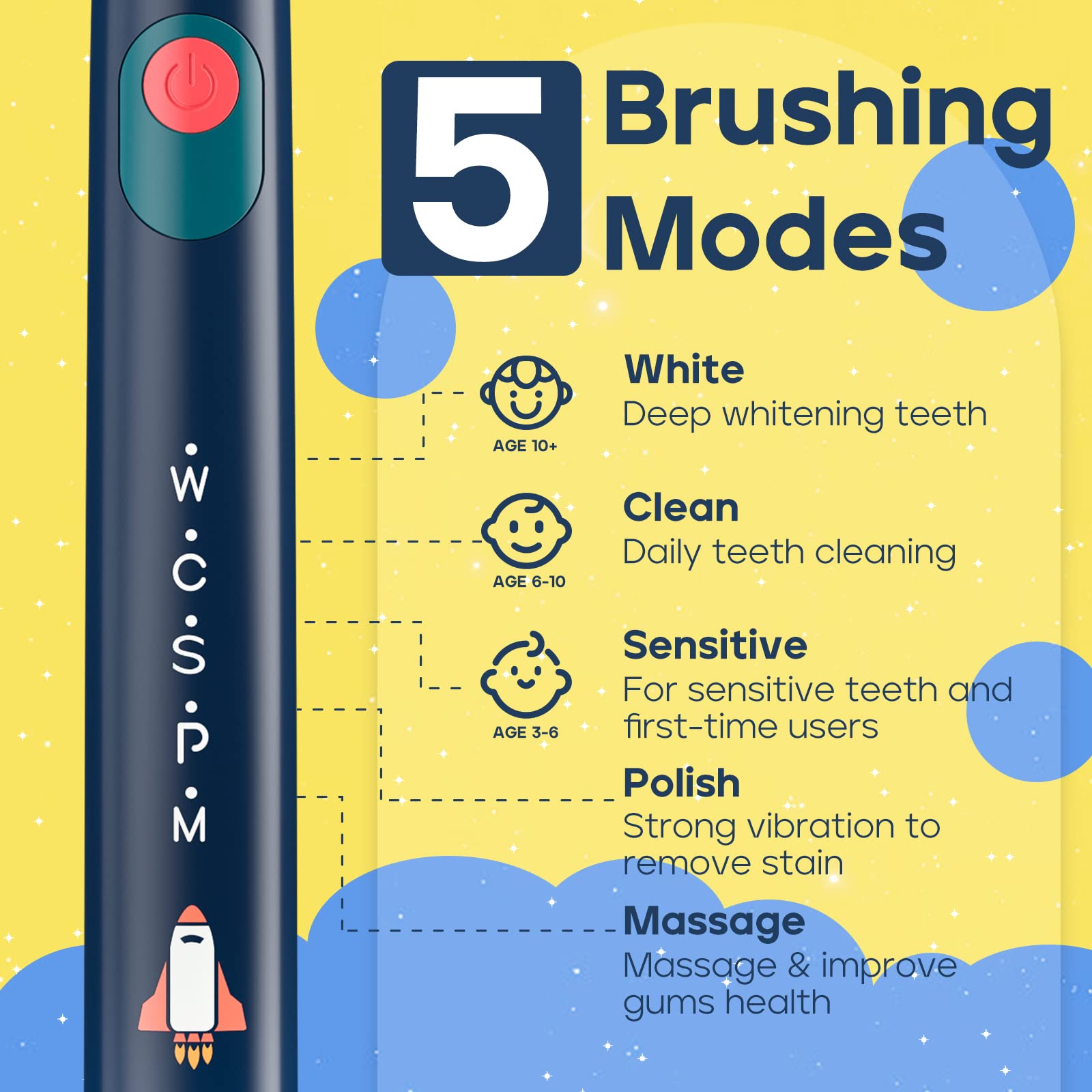 SEAGO Kids Electric Toothbrush Navy packaging and accessories