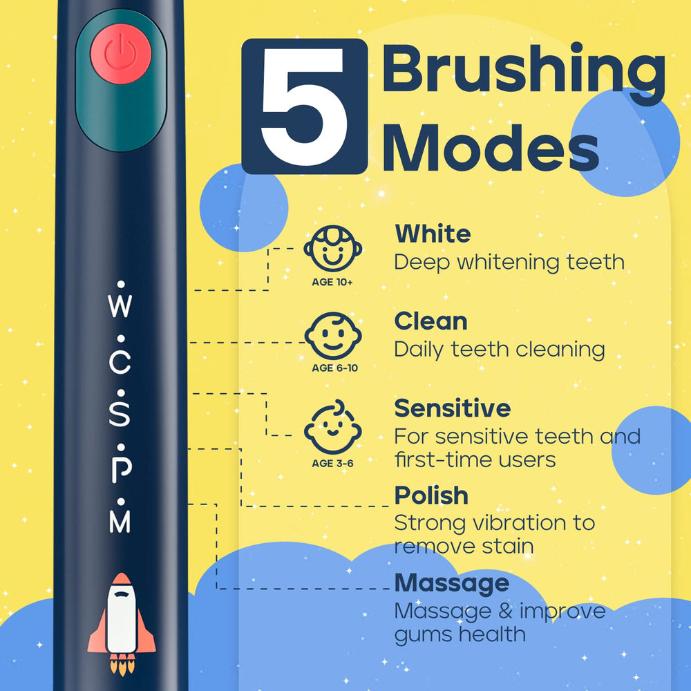 SEAGO Kids Electric Toothbrush Navy packaging and accessories