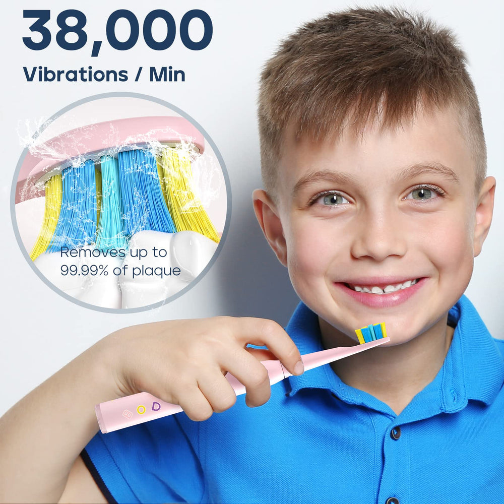 Rechargeable pink SEAGO kids toothbrush charging dock