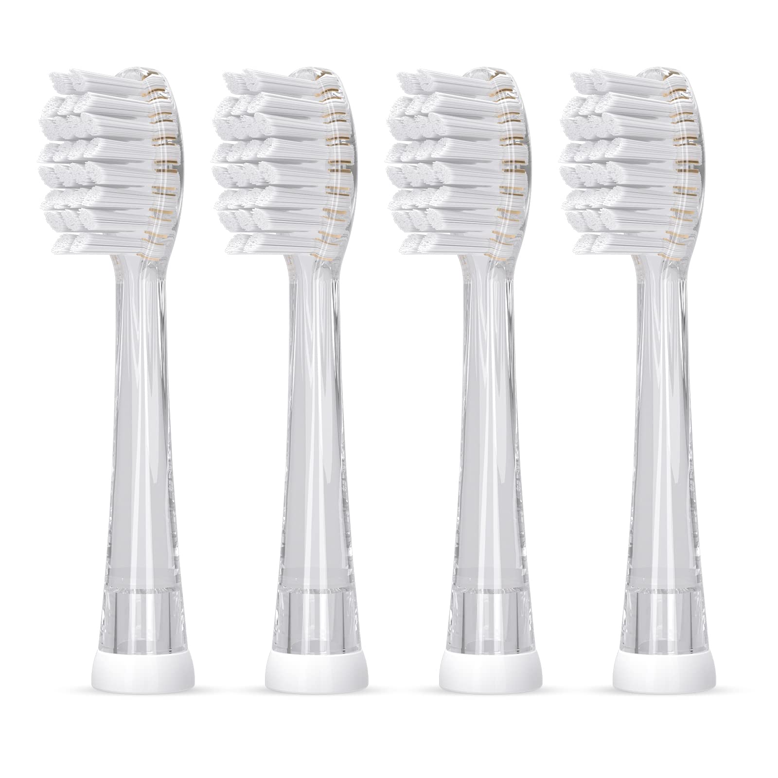 SEAGO kids replacement brush heads 4-pack - clear color, soft bristles