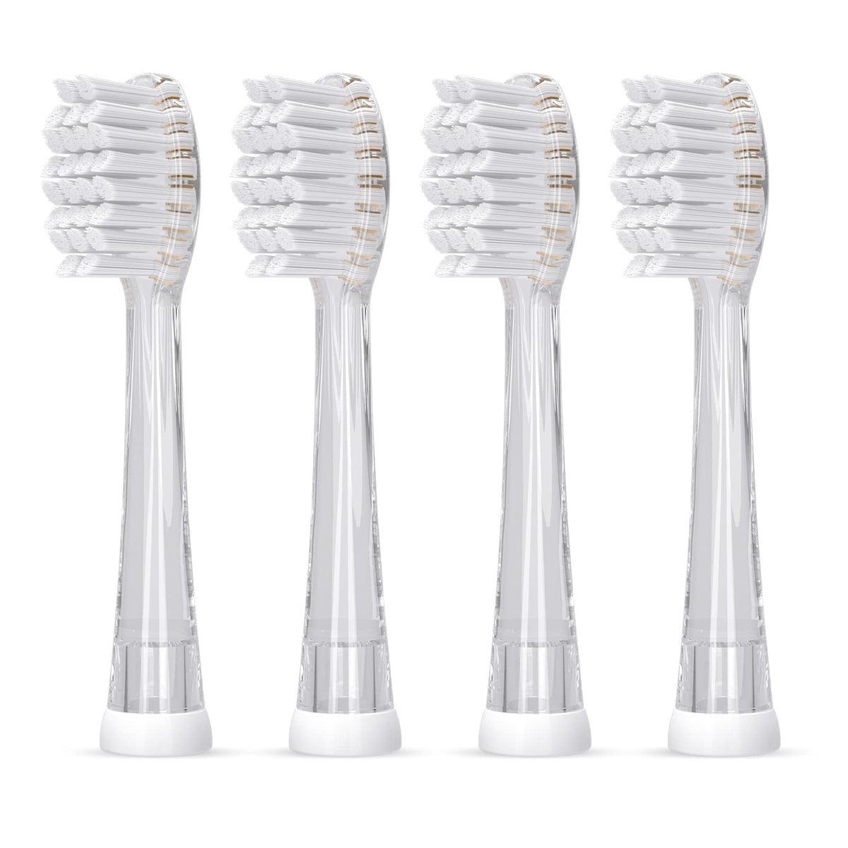 SEAGO kids replacement brush heads 4-pack - clear color, soft bristles