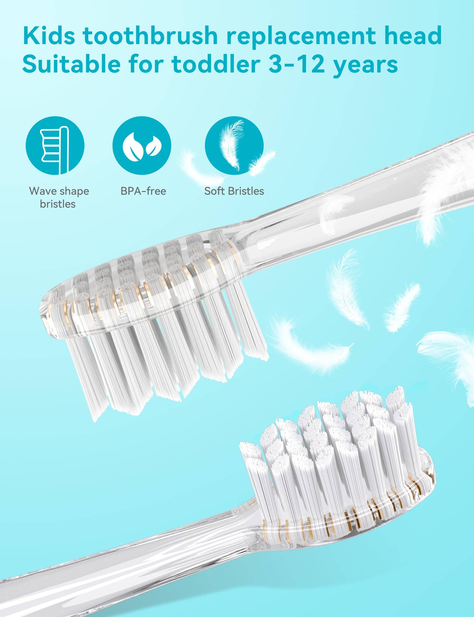 Clear replacement brush head for kids - 60x10x4.8mm