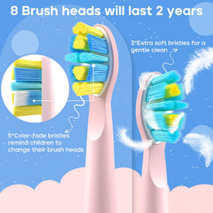 Five cleaning modes icons for kids aged 3-12