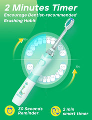 LED light on SEAGO kids toothbrush blue