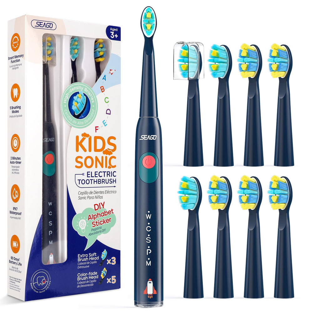 SEAGO Kids Electric Toothbrush Navy front view