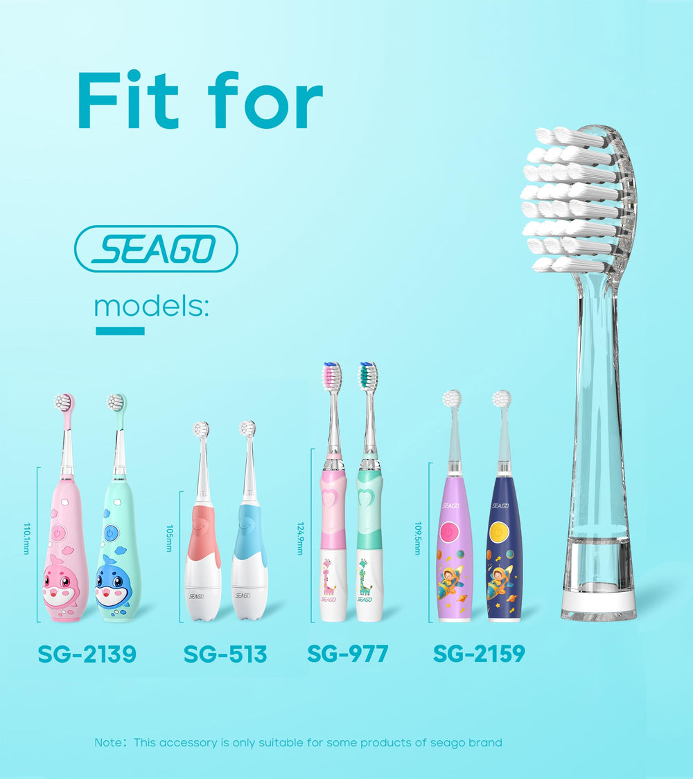 Replacement heads for SEAGO kids toothbrush (white large) - image 2