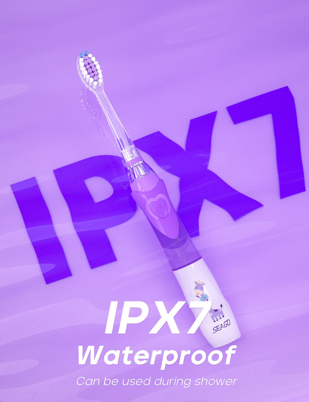 IPX7 waterproof SEAGO SG-977 toothbrush under running water