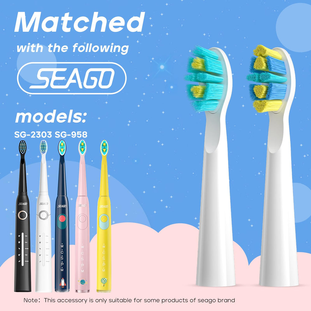 In-use view of SG-2303 brush heads on toothbrush