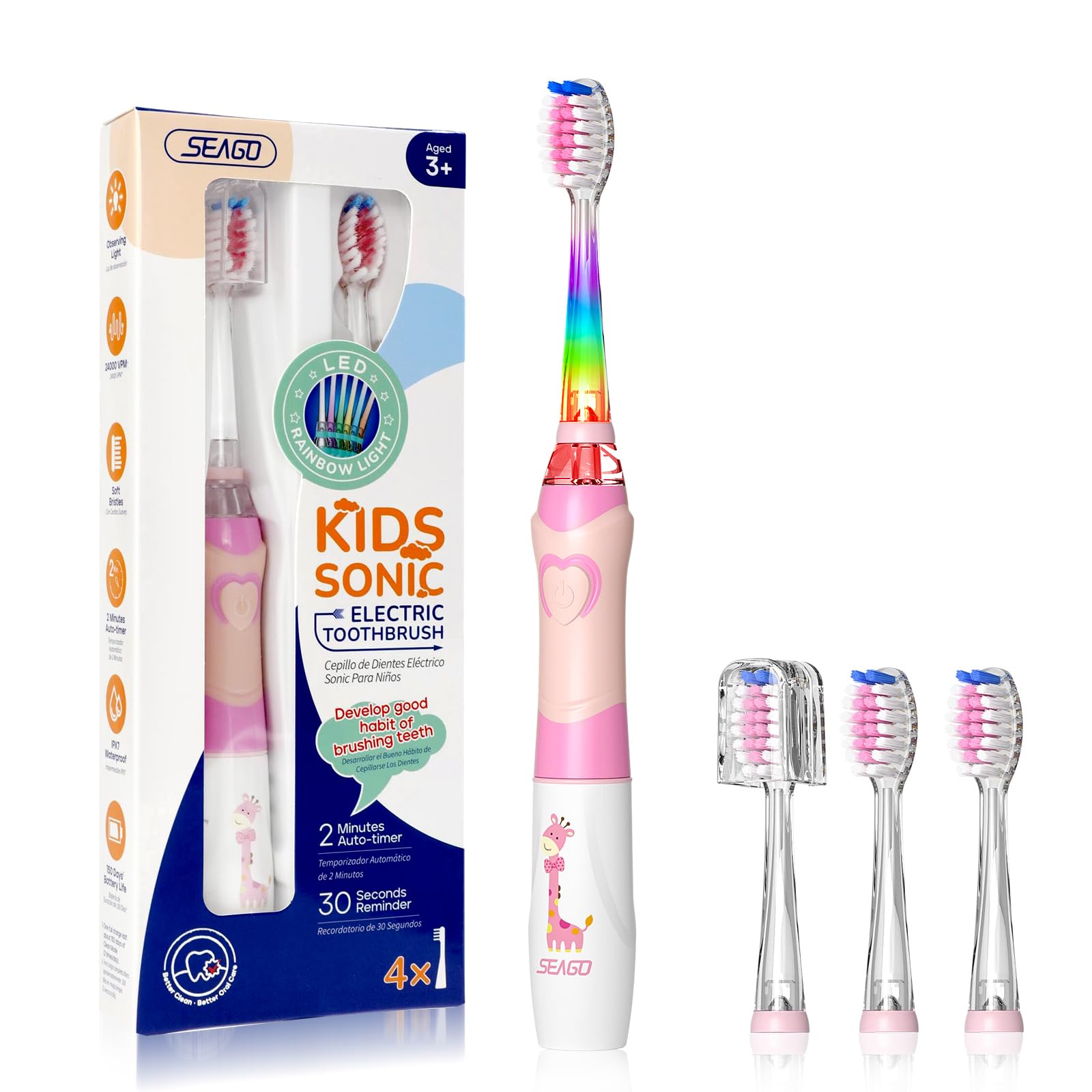 SEAGO SG-977 pink kids electric toothbrush main view