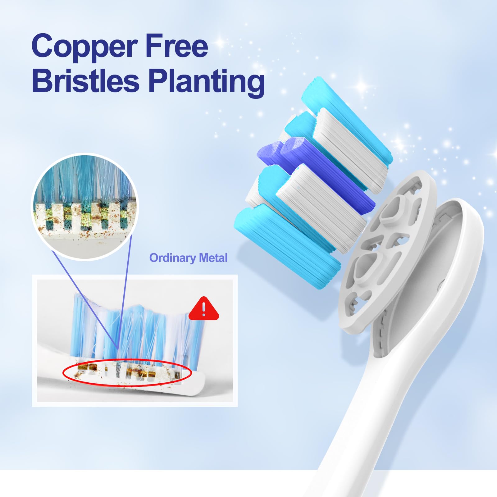 Gums-friendly bristles design on SEAGO replacement heads