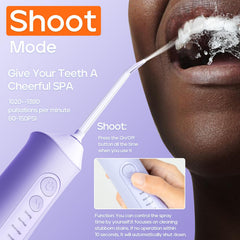 Side view of SEAGO SG8019 Purple cordless water flosser with 300ml tank