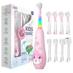 Front view of SEAGO pink kids electric toothbrush