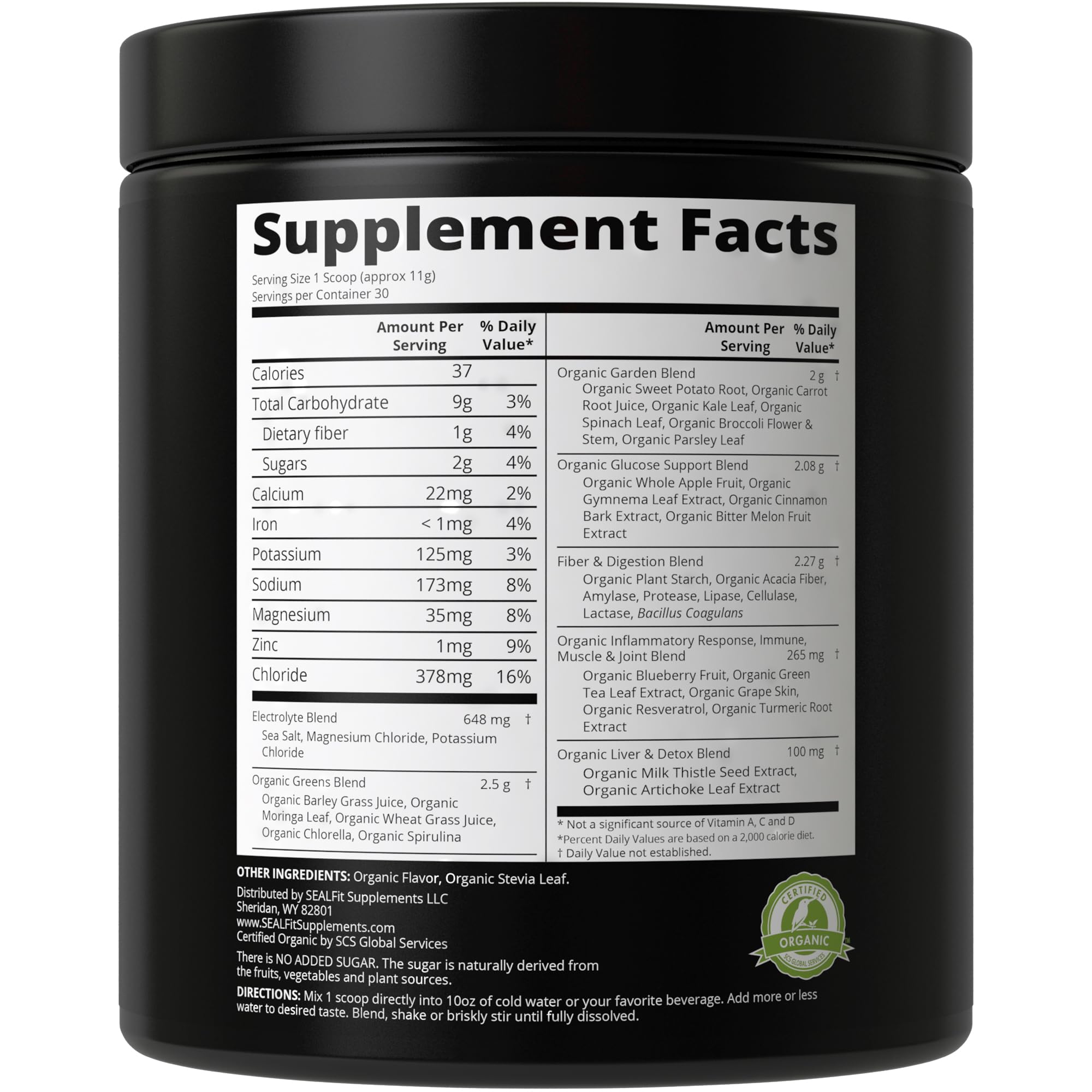 SEALFIT ElectroGreens market mockup with premium greens branding