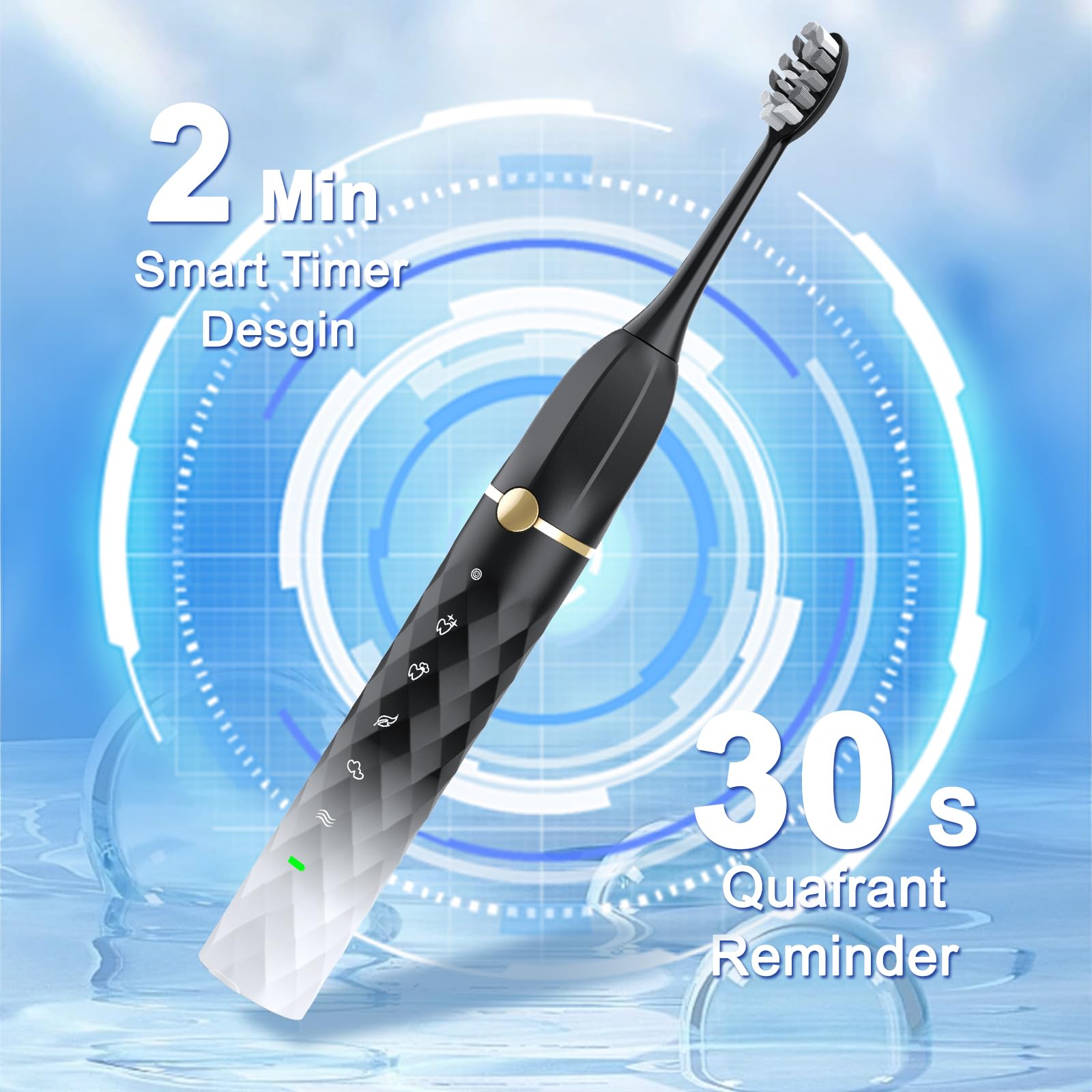 2-minute timer indicator on Seapeoa sonic toothbrush