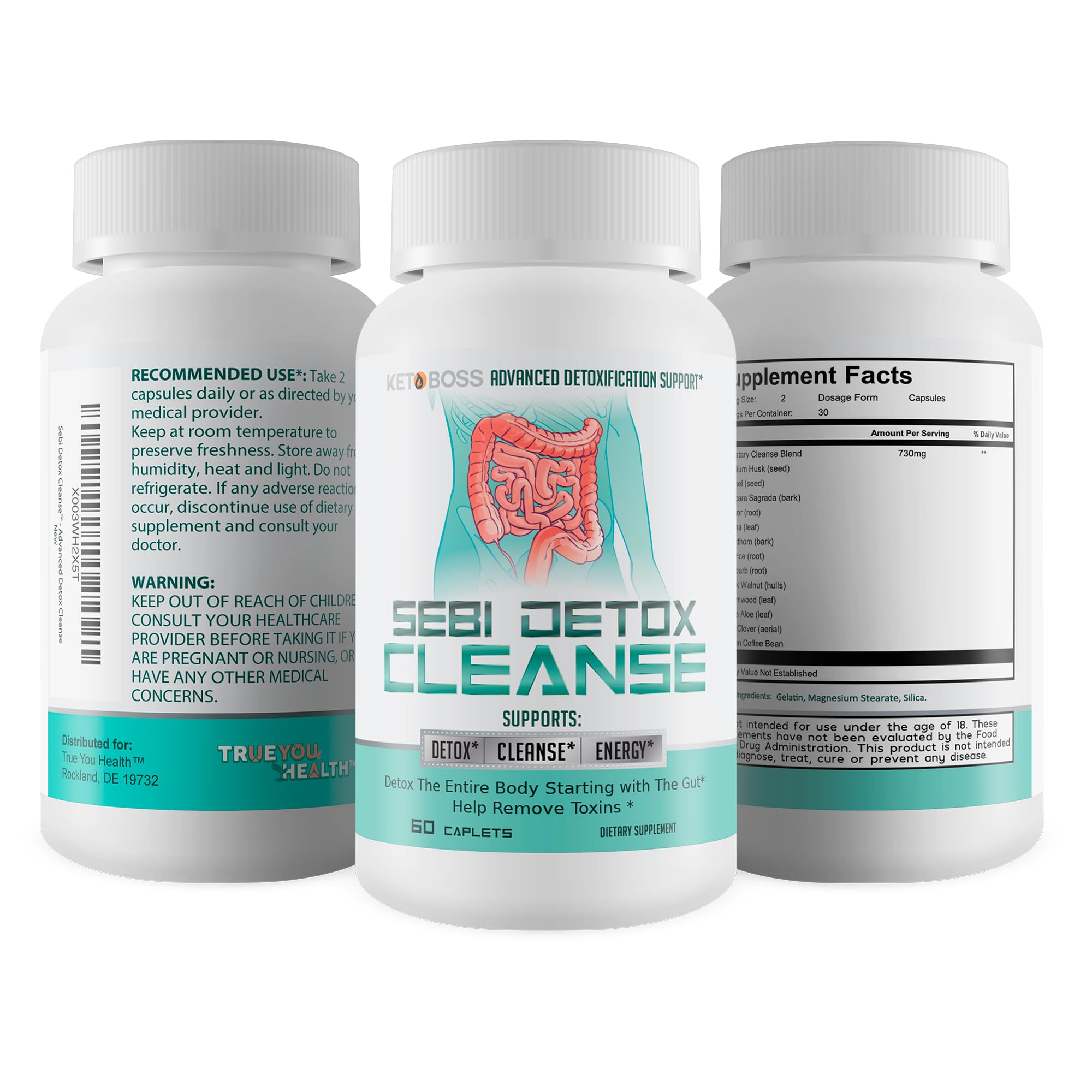 Packaging and bottle on white background