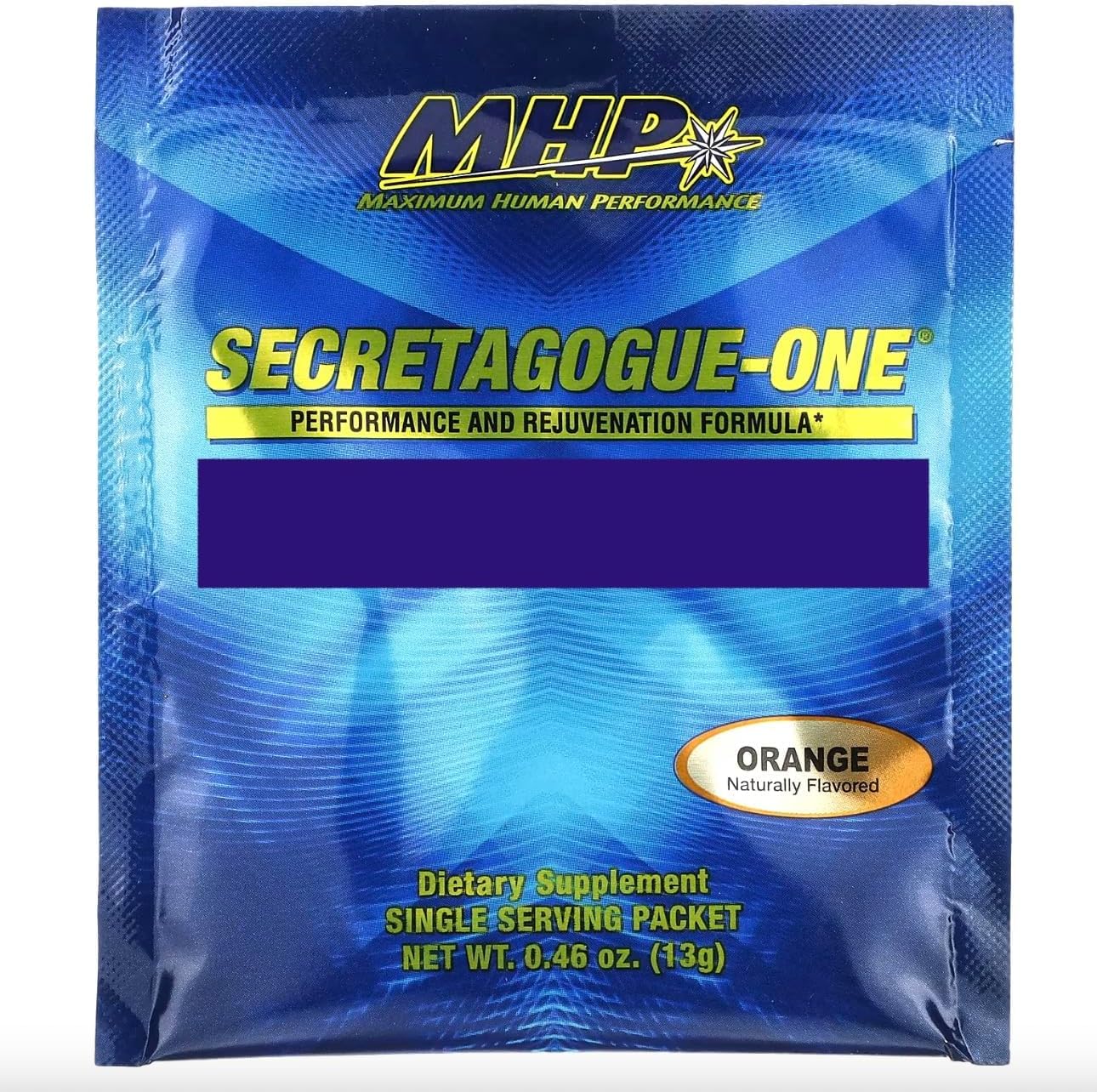 Close-up of Secretagogue Gold powder packets for age management