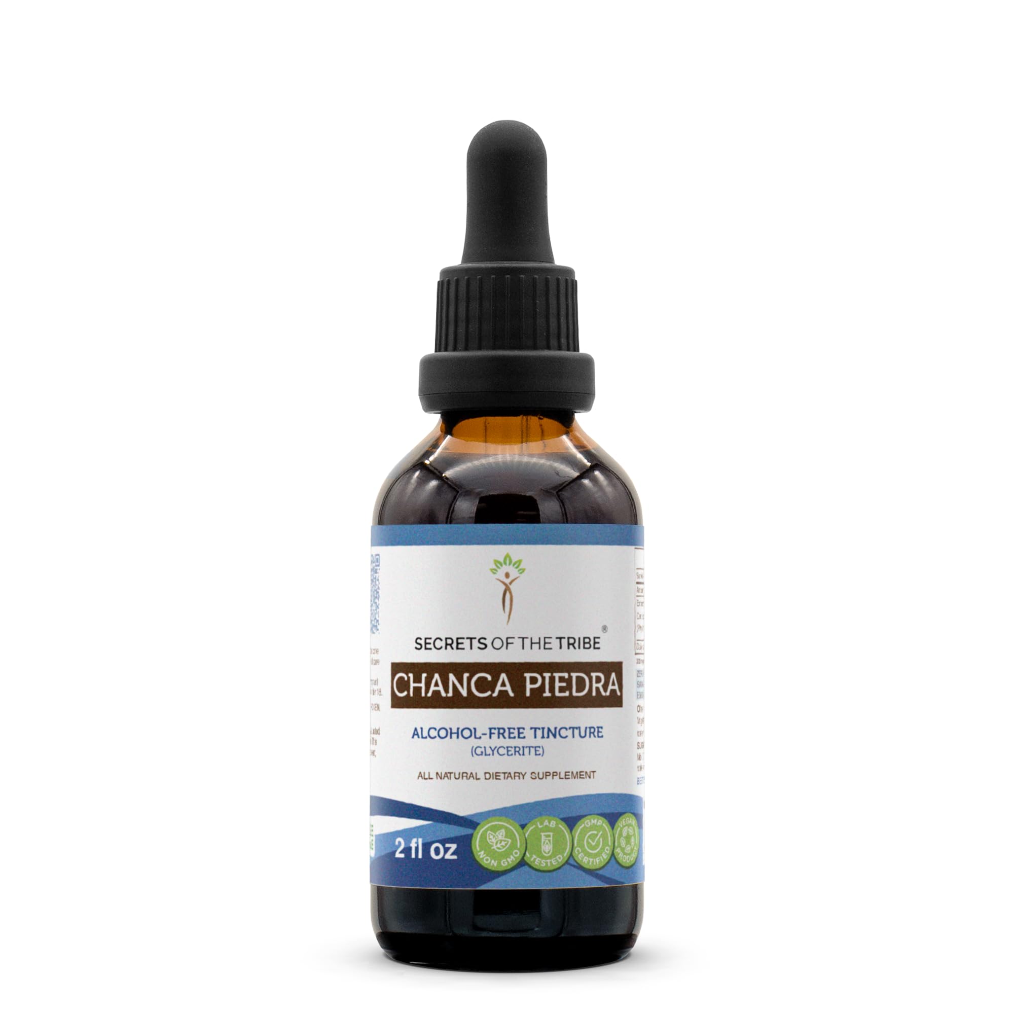 Bottle of Secrets of the Tribe Chanca Piedra Alcohol-Free Tincture 2 FL OZ