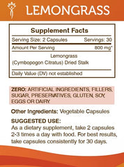 Dried lemongrass stalks (Cymbopogon citratus) used in the formula