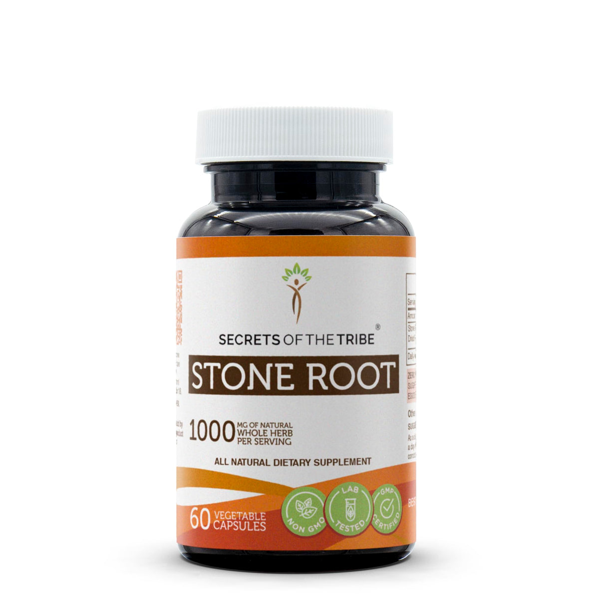 Bottle of Secrets of the Tribe Stone Root 60 capsules (1000 mg)