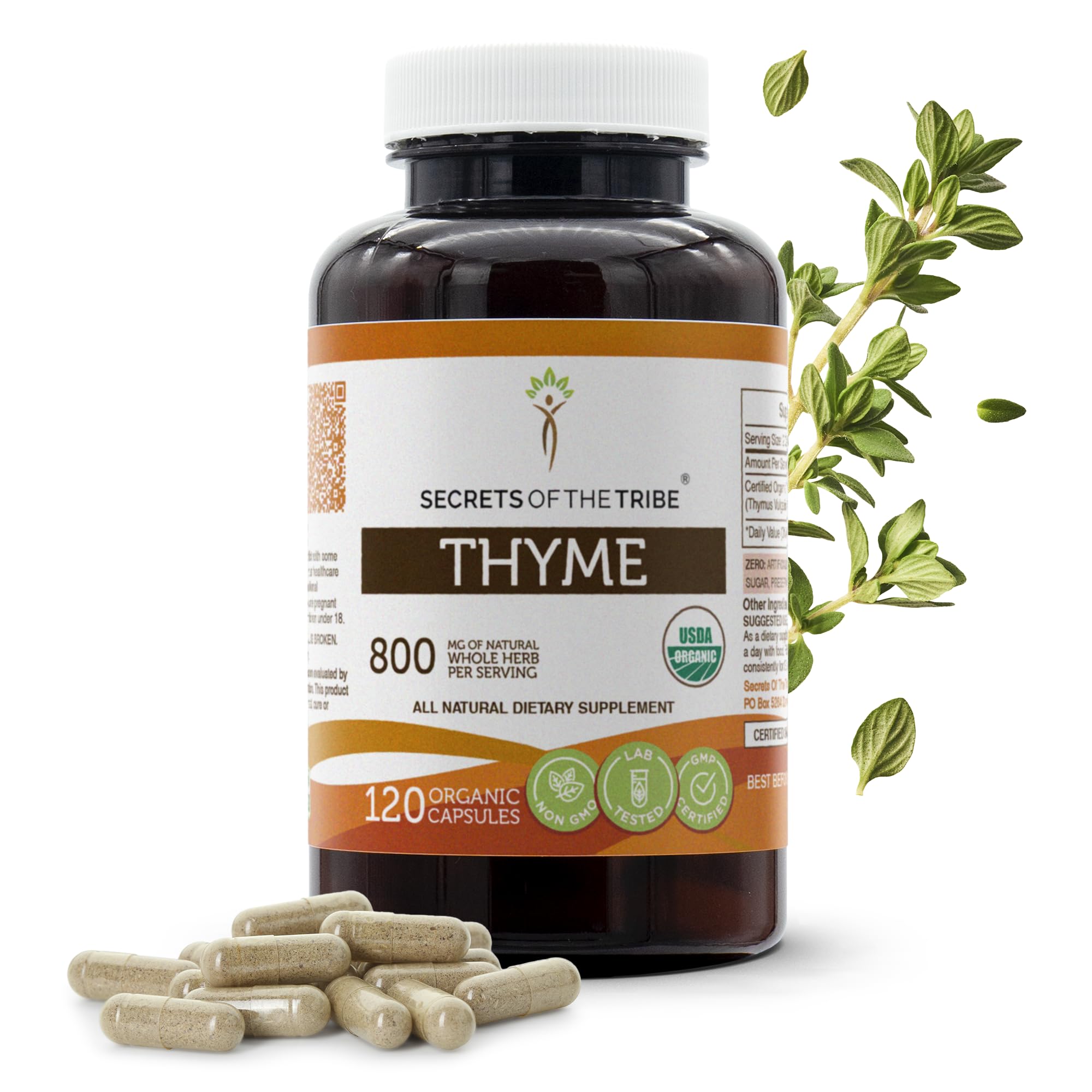 Secrets of the Tribe Thyme 120 Capsules bottle front
