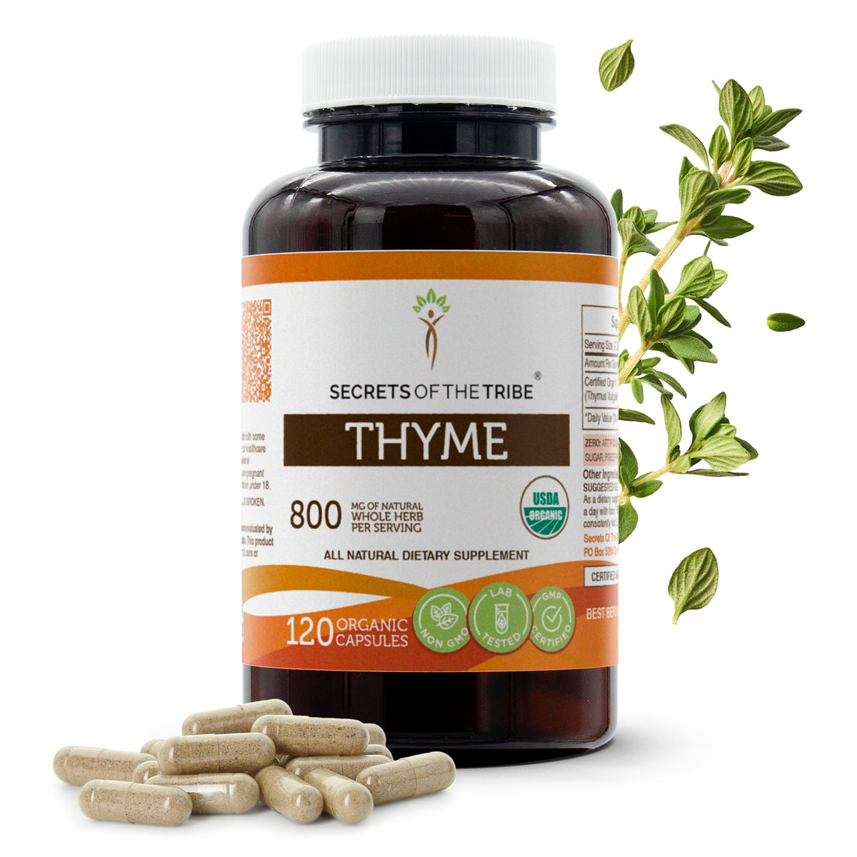 Secrets of the Tribe Thyme 120 Capsules bottle front