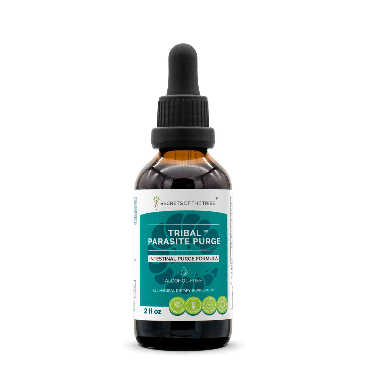 Front view of Secrets of the Tribe Tribal Parasite Alcohol-Free Extract bottle - 2 oz